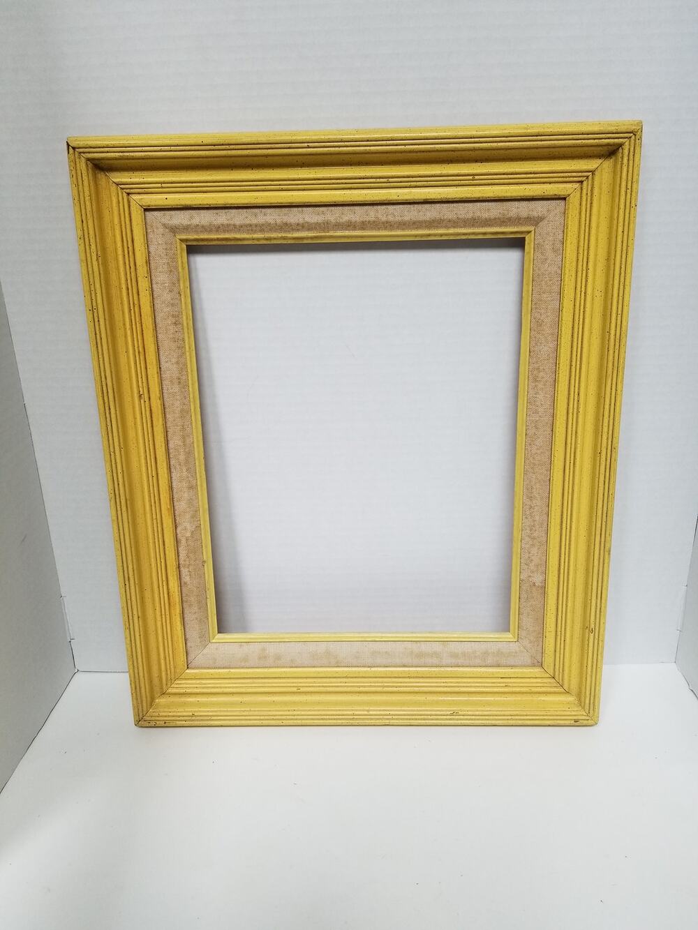 Vintage 70s Retro MCM Yellow Wood Picture Frame 17x20 Speckled